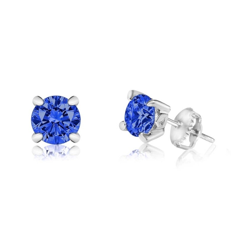 Chanteur - CZ September Birthstone Sapphire Screwback Earrings