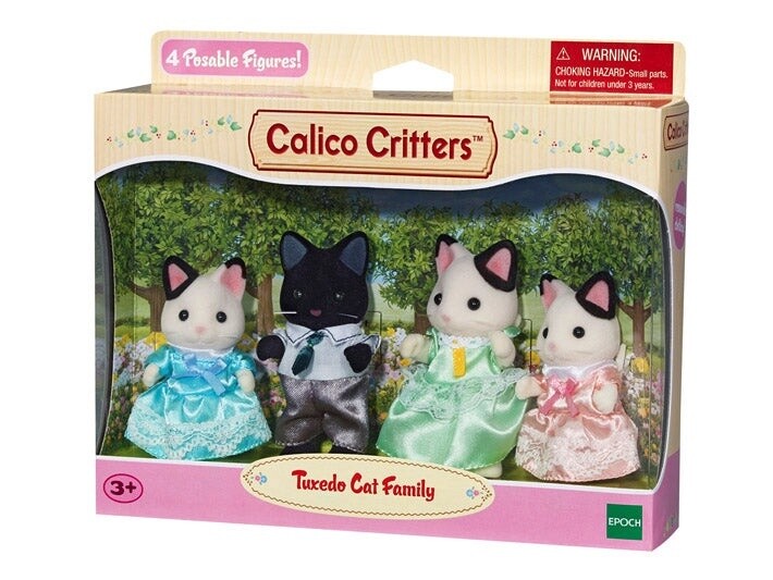 Calico Critter tuxedo cat family