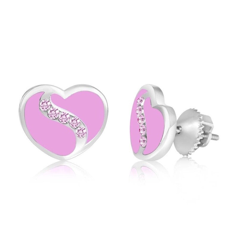 Chanteur Screwback Earring- Swirl Crystal Enamel Heart