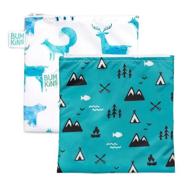 Bumkins 2 pack large snack bags- outdoor &amp; wildlife