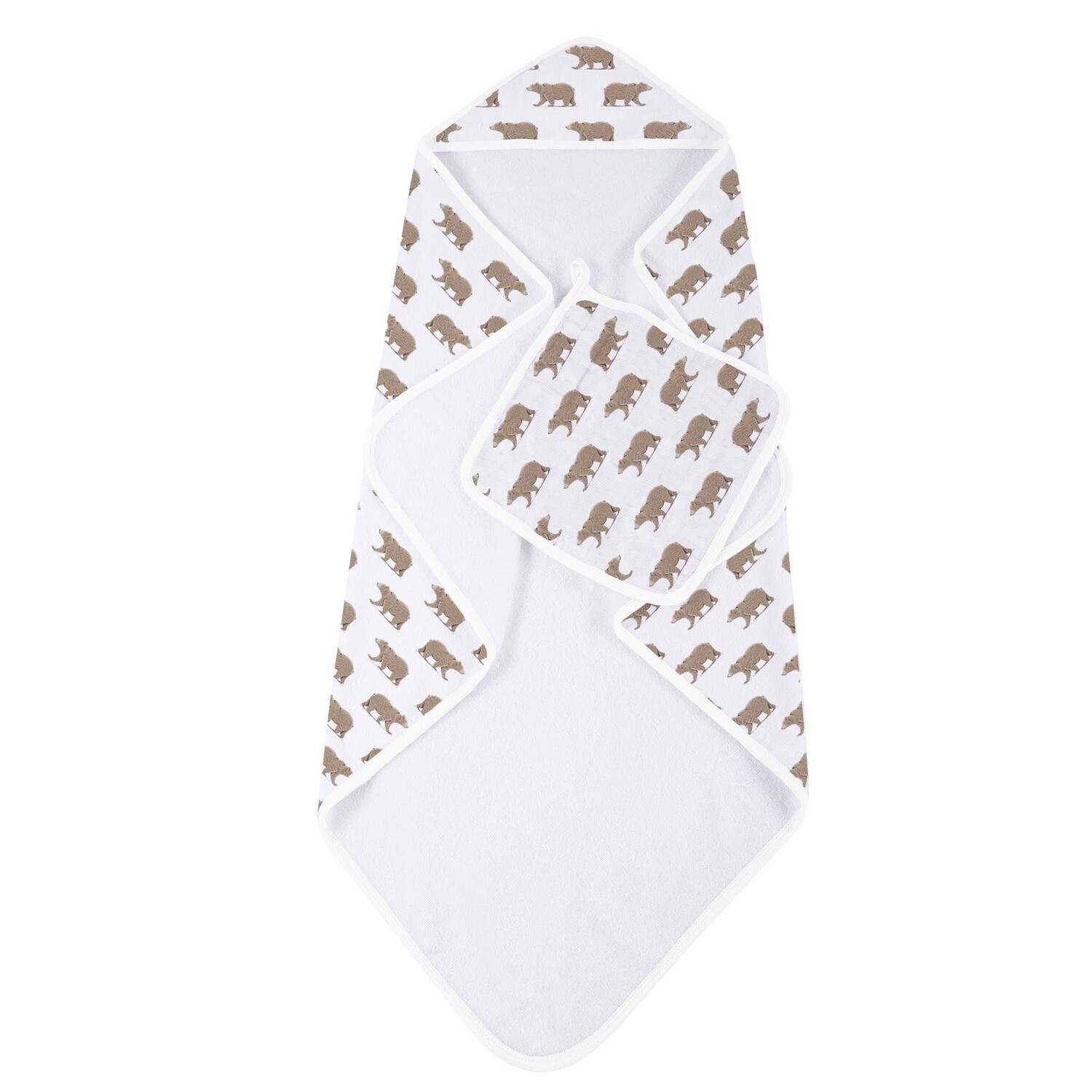 Newcastle Classics - Goodnight Bear Bamboo Hooded Towel and Washcloth Set
