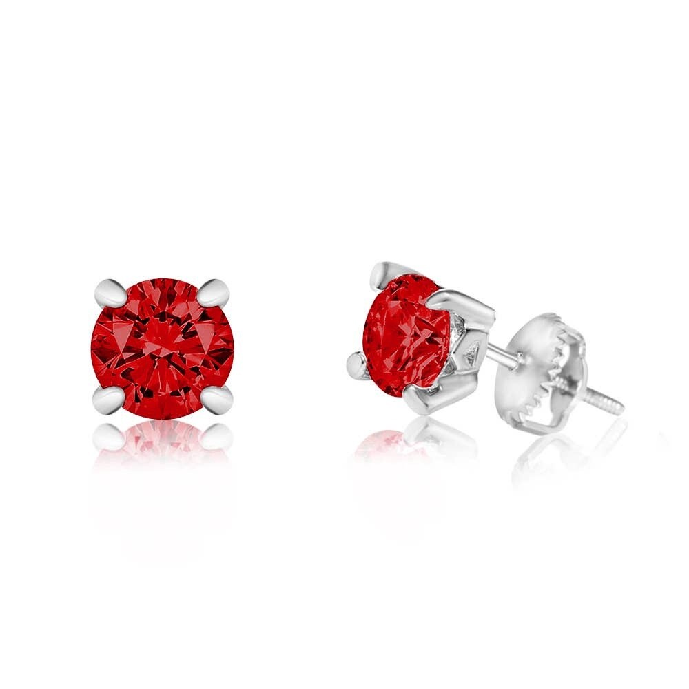 Chanteur - CZ January Birthstone Garnet Screwback Earrings