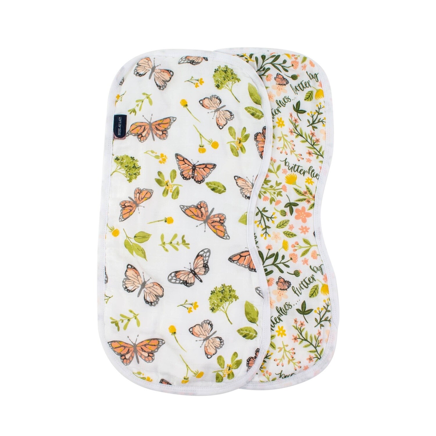 Bebe Au Lait - Butterfly + Flutterby Oh-So-Soft Muslin Burp Cloths (2 pack)