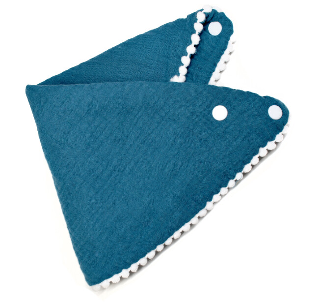 Infant Muslin Pompom Bib- Teal