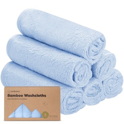 KeaBabies 6pk Baby Bamboo Washcloths- Blue