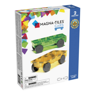 Magna-Tiles cars 2pc expansion- yellow & green