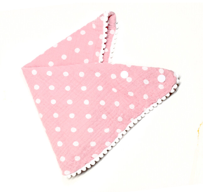 Infant Muslin Pompom Bib- Pink Dot