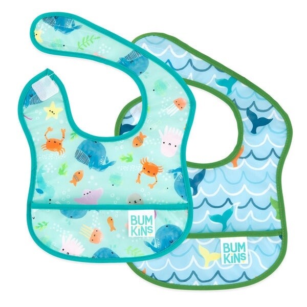 Bumkins 2pk starter bibs- Ocean Life