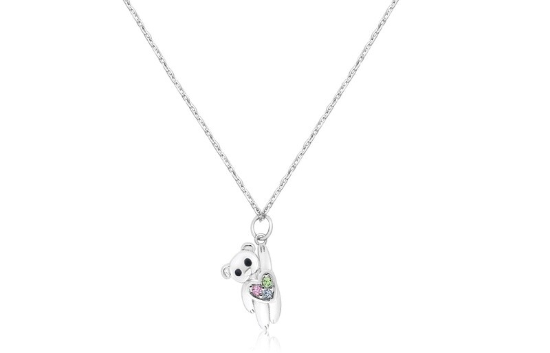 Chanteur Teddy bear with Heart Necklace- Multi-color