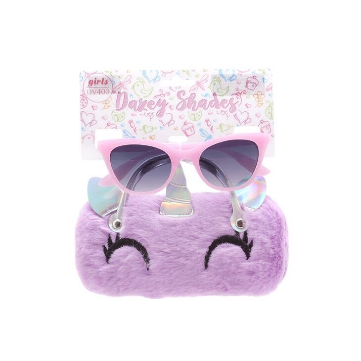 Shark Eyes, Inc - Girls Pink Sunglasses with Furry Case