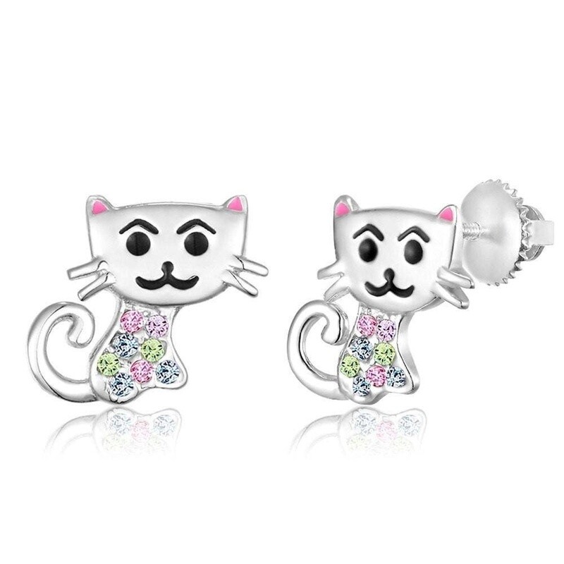 Chanteur - Crystal Cat Screwback Earrings