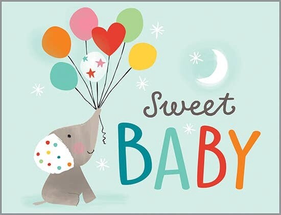 GINA B DESIGNS - Baby Greeting Card - Elephants and Balloons