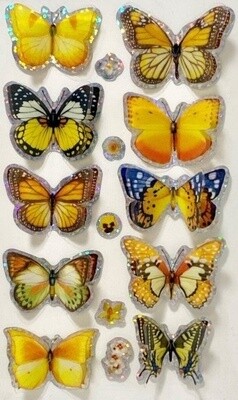 Insect Lore 3D Butterfly Sticker- Yellow