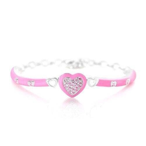 Chanteur - Heart Enamel With Surrounding CZ Heart Adjustable Bangle