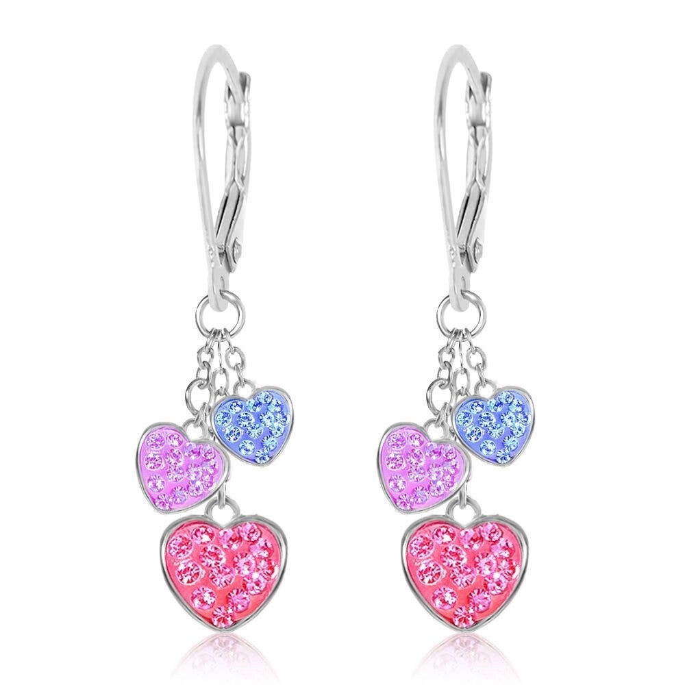 Chanteur - Hearts Multi-color Palladium plating Girls Leverback Earring
