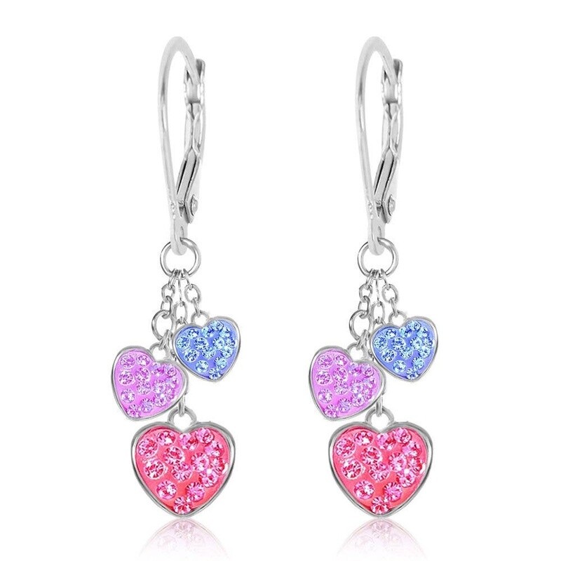 Chanteur - Hearts Multi-color Palladium plating Girls Leverback Earring