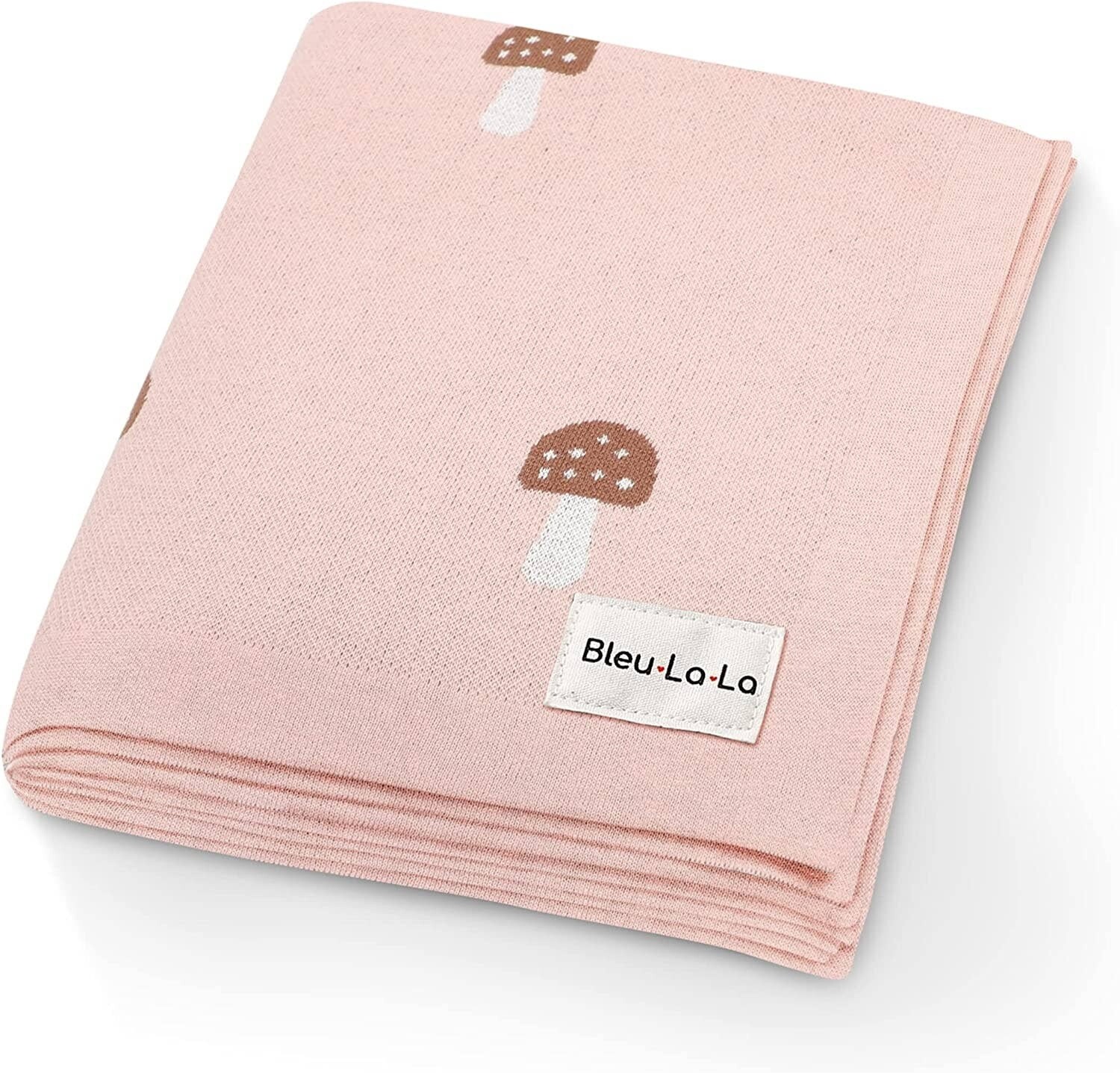Bleu La La 100% Luxury Cotton Mushroom Print Baby Blanket - Pink