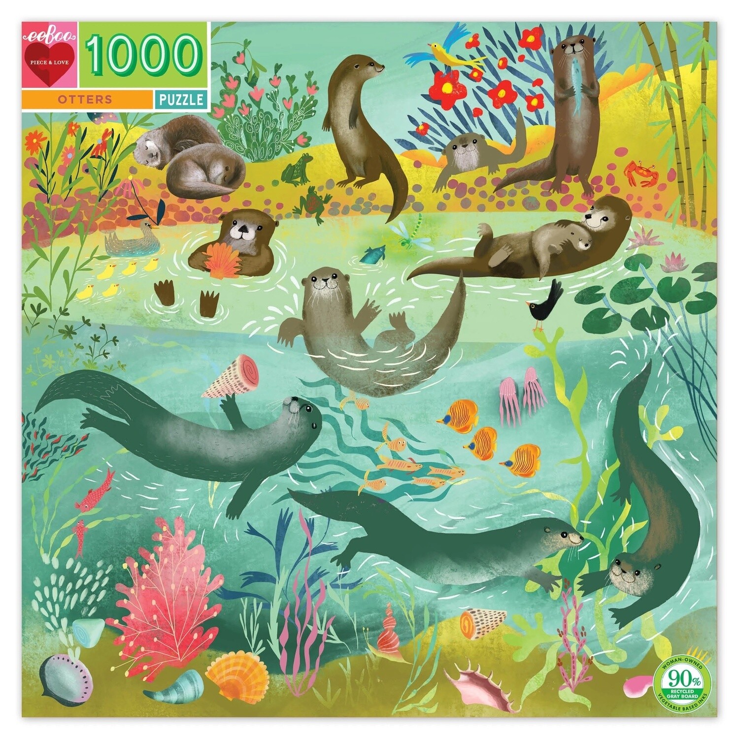 eeBoo 1000 piece square puzzle- Otters