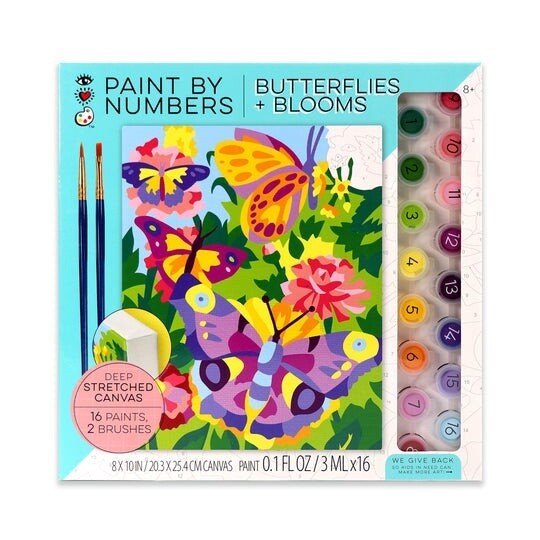 Bright Stripes Paint By Number-Butterflies & Blooms