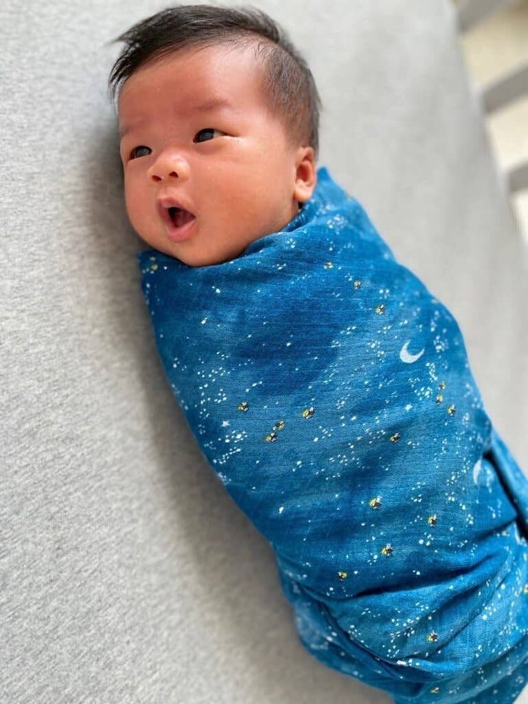 Malabar Baby GOTS Certified Organic Cotton Muslin Swaddle- Starry Night