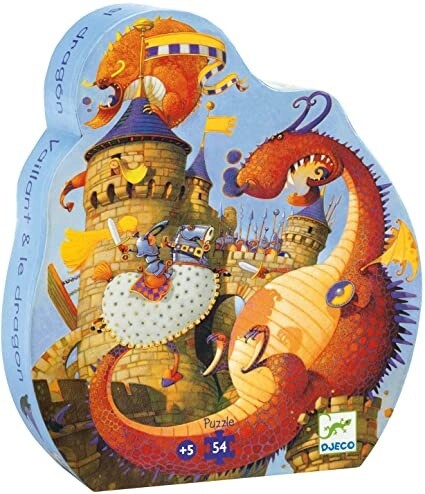 Djeco 54-piece shaped box puzzle- Vaillant &amp; the Dragon