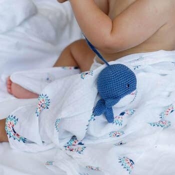 MALABAR BABY Certified Organic Cotton Muslin Swaddle- Peacock