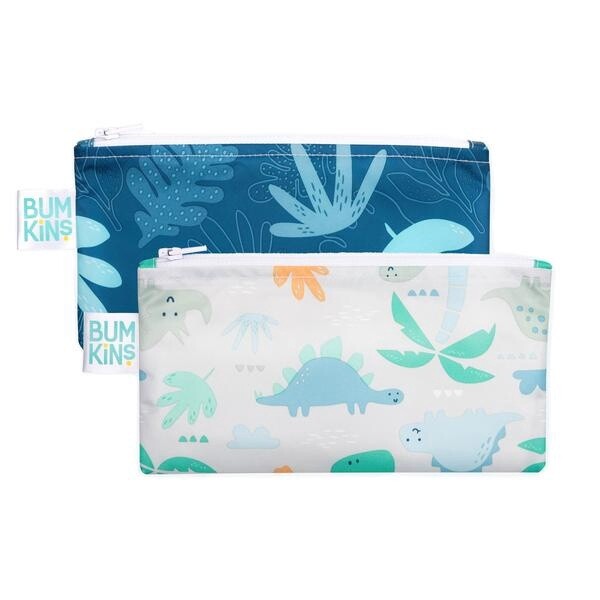 Bumkins 2pk small snack bags-  dinosaur