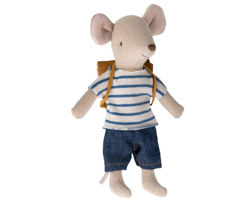 Maileg tricycle mouse with backpack- big brother