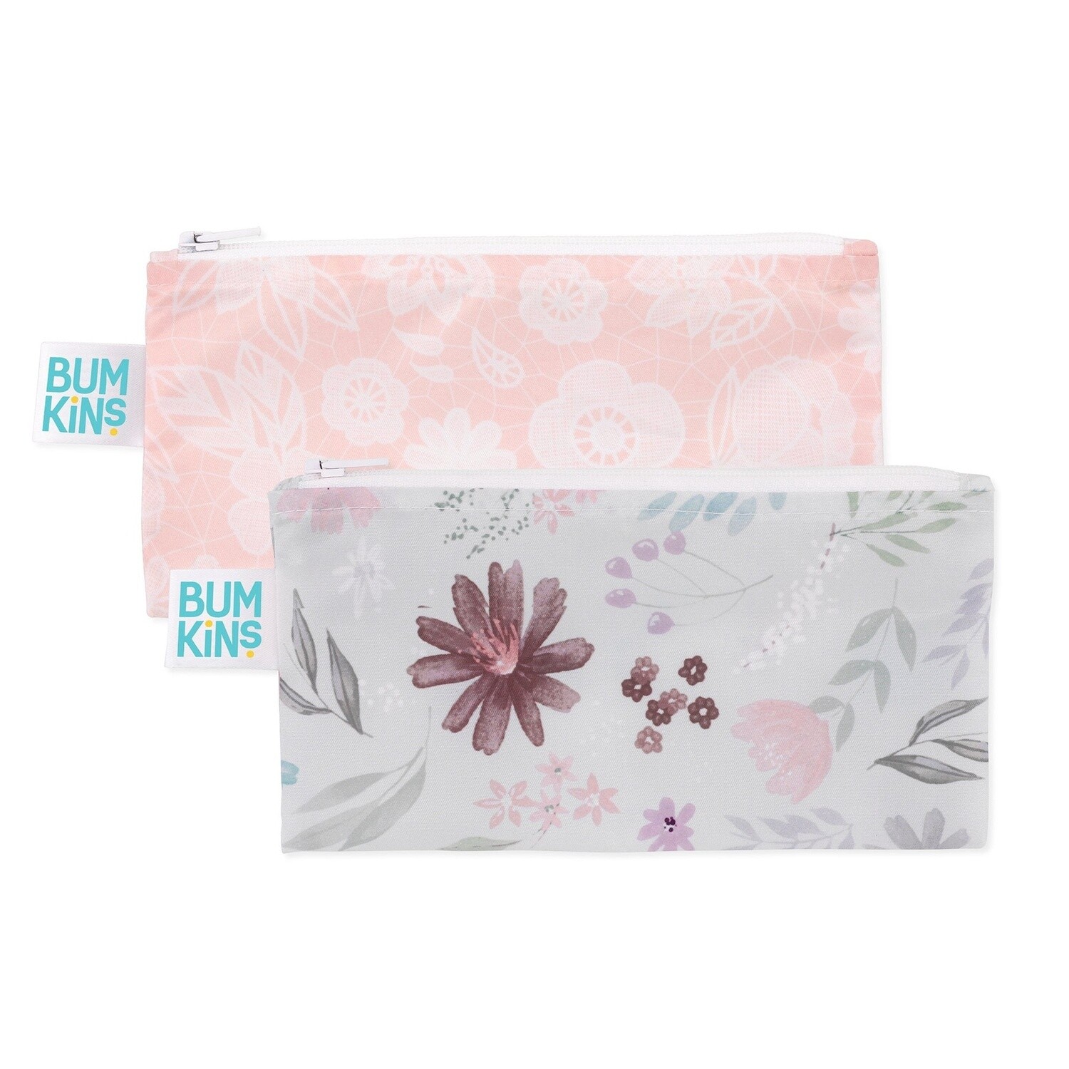 Bumkins 2pk small snack bags- floral &amp; lace