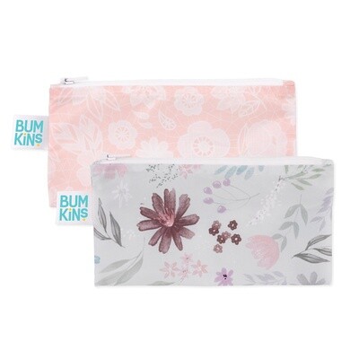 Bumkins 2pk small snack bags- floral & lace