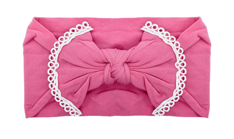 Nylon Lace Trim Bowknot Headband- Muave