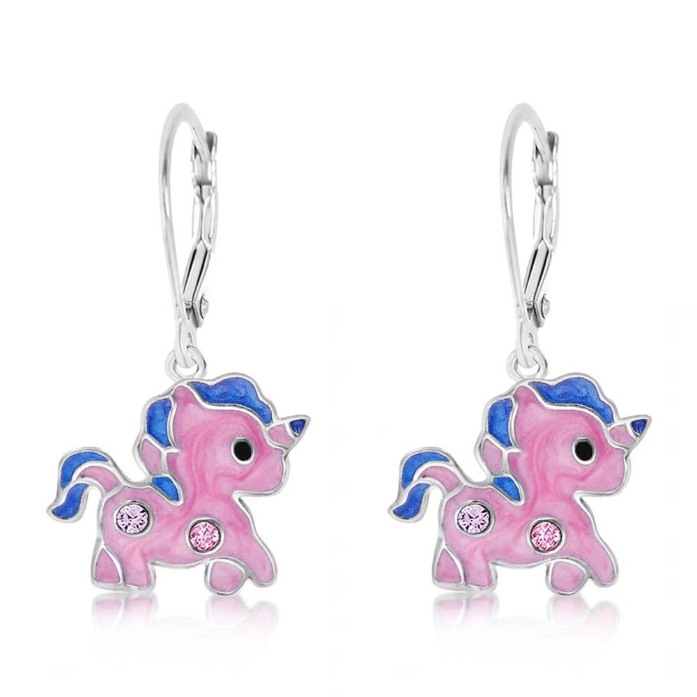 Chanteur Leverback Earring- Crystal Enamel Unicorn