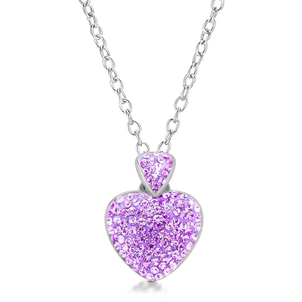 Chanteur - White Gold Necklace with Purple Heart Pendant