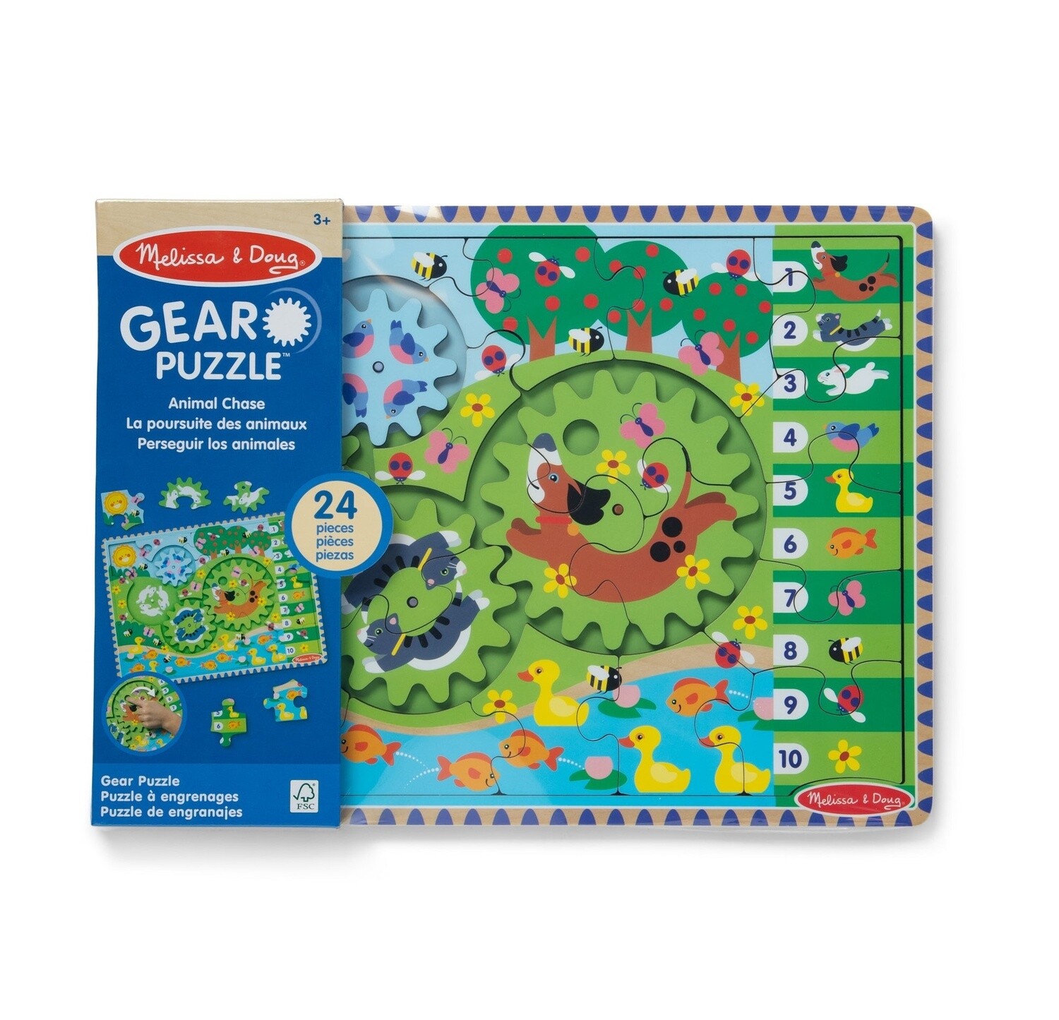 Melissa &amp; Doug Animal Chase I-Spy Wooden Gear Puzzle