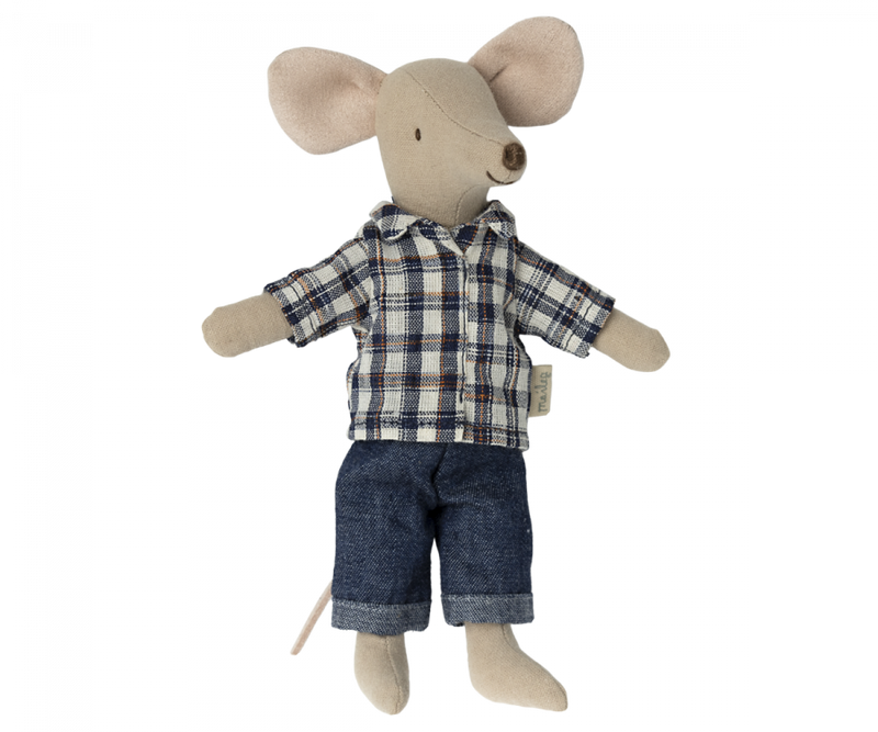 Maileg Mouse Dad- Checkered Shirt