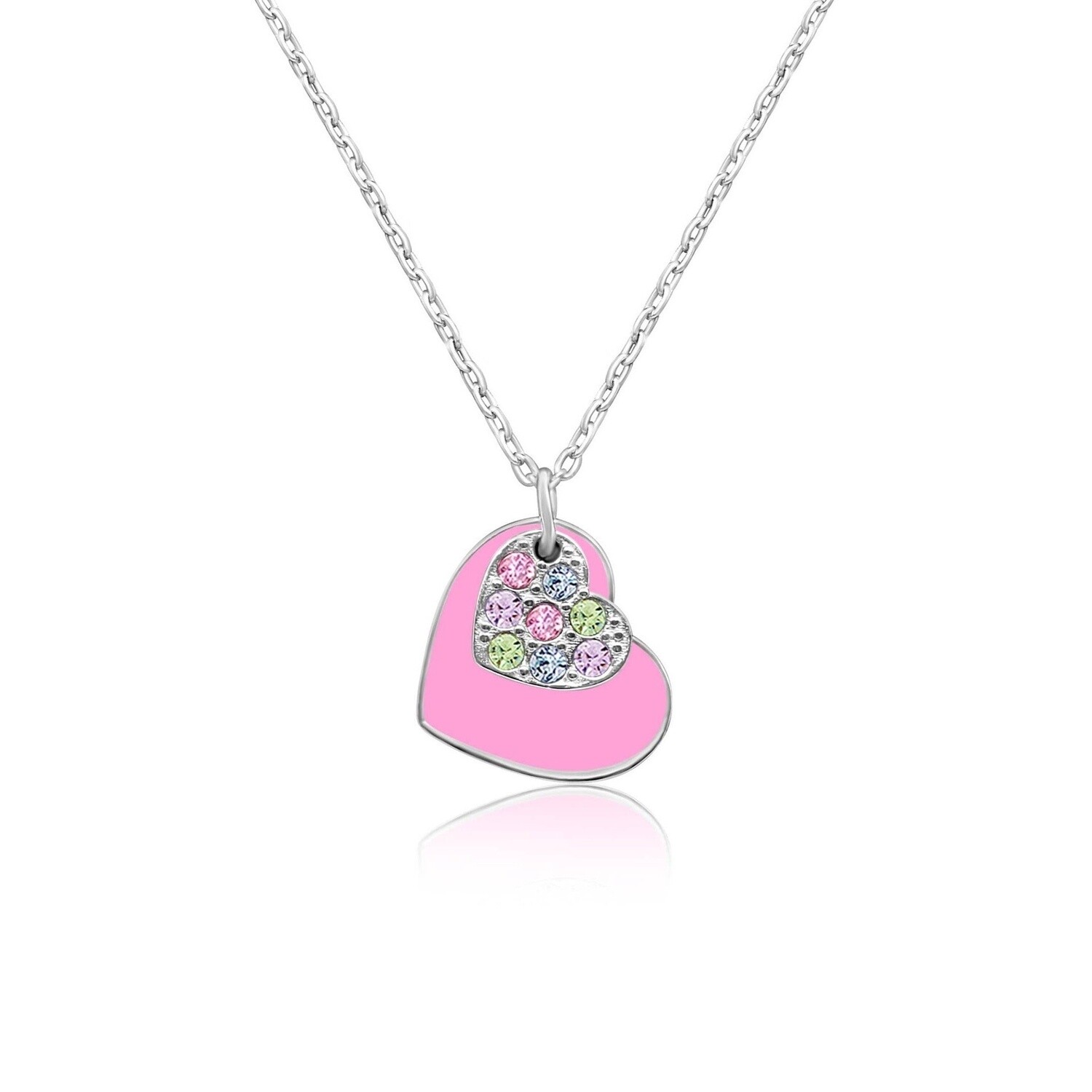 Chanteur - Double Heart Enamel Crystal Pendant