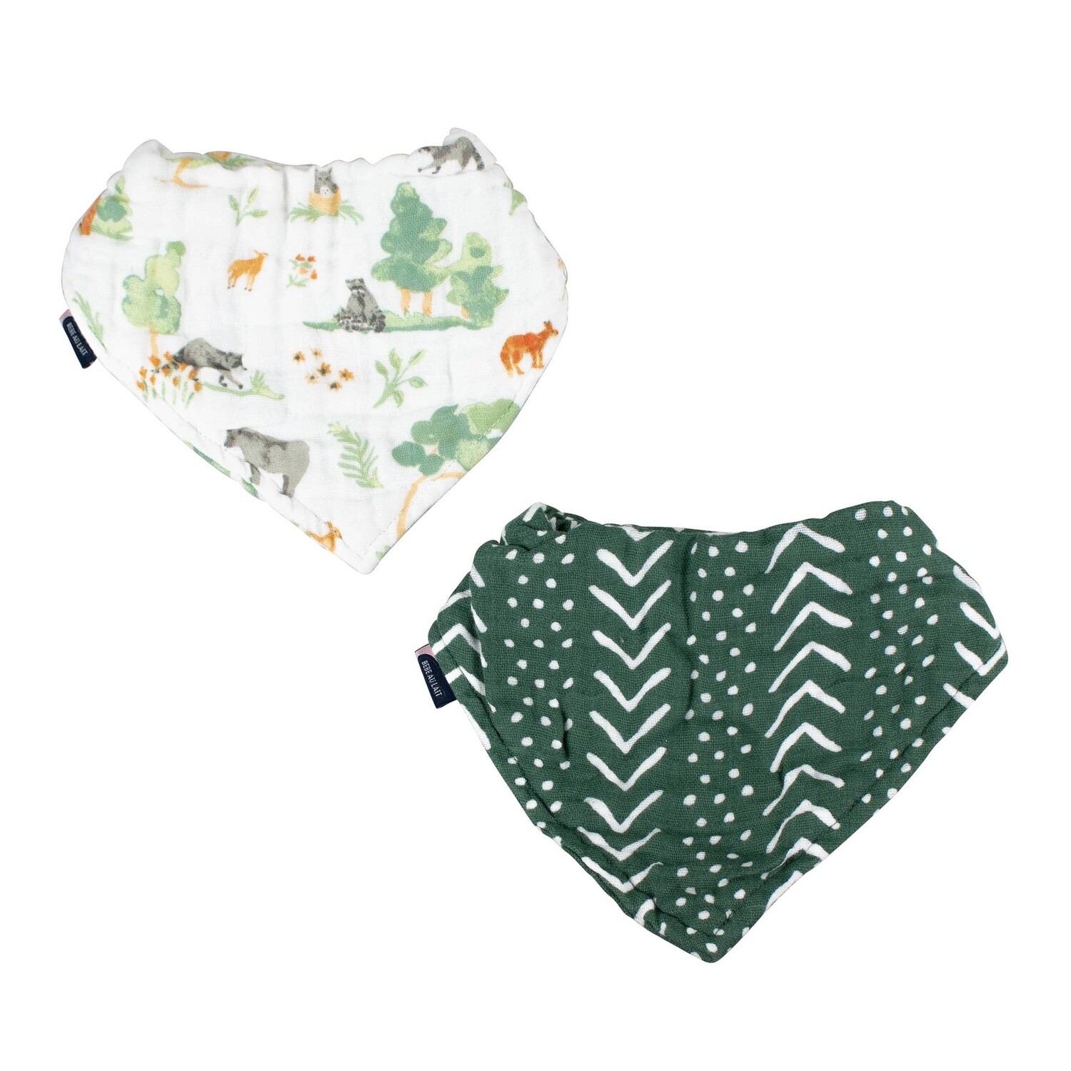 Bebe Au Lait - Forest Friends + Mudcloth Classic Muslin Bandana Bib Set