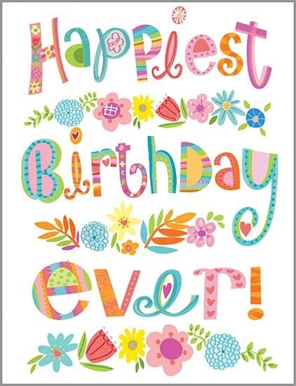 GINA B DESIGNS - Birthday Greeting Card - Happiest Ever Flowers