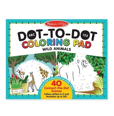 Melissa &amp; Doug dot to dot coloring pad- wild animals