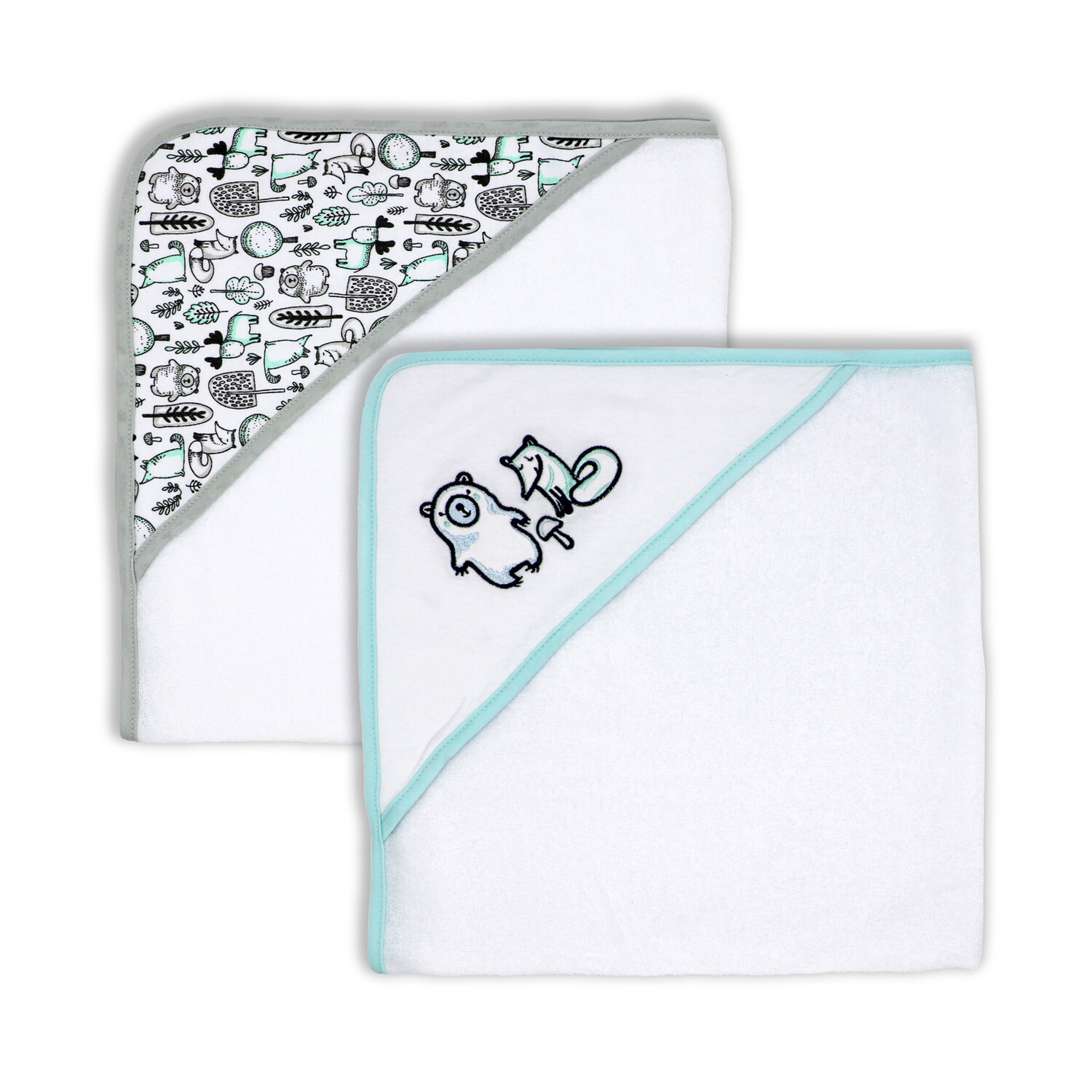 Rose Textiles - 2 Pack Hooded Towel Sets-Forest Friends