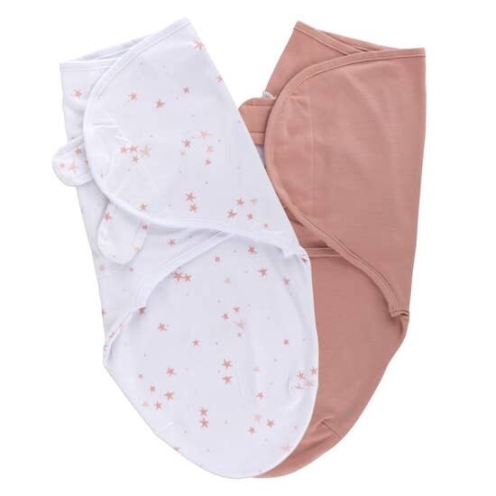 Ely&#39;s &amp; Co 2pk Small Adjustable Swaddle Blankets- Dusty Rose