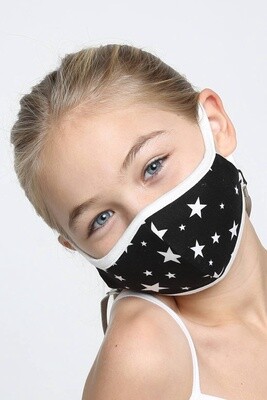 Kids Fabric Non-Medical Face Mask- Black Star