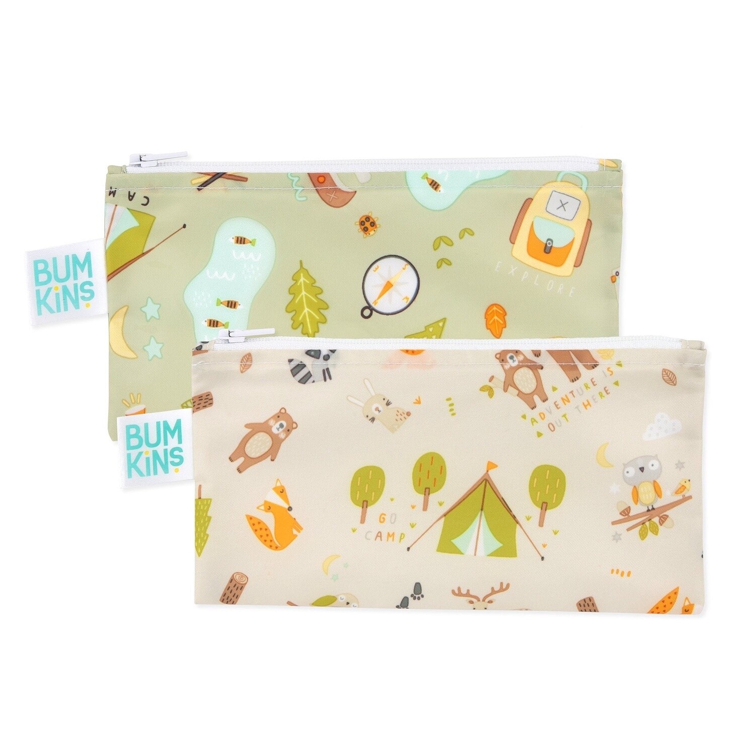 Bumkins 2pk small snack bags- happy camper
