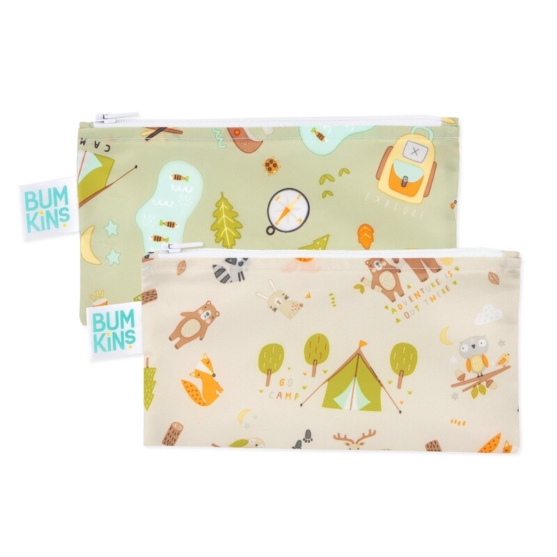 Bumkins 2pk small snack bags- happy camper
