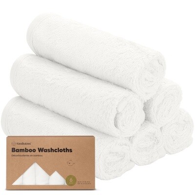 KeaBabies 6pk Baby Bamboo Washcloths- White