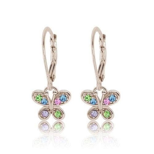 Chanteur - Crystal Multi Color Butterfly Leverback Earrings