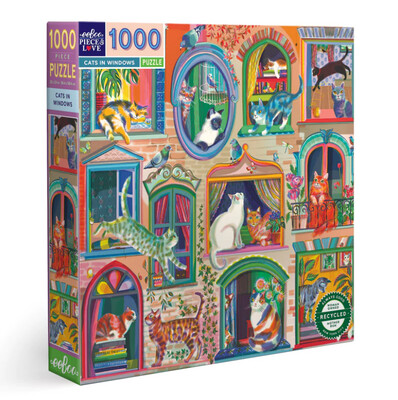 eeBoo 1000 piece puzzle- Cats in Windows
