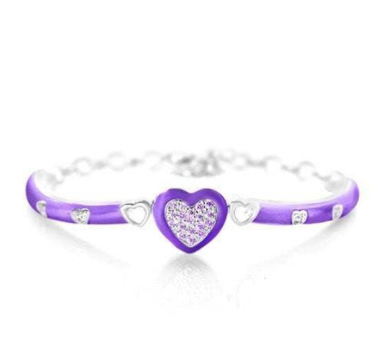 Chanteur - Lavender Heart Enamel Adjustable Heart Bangle