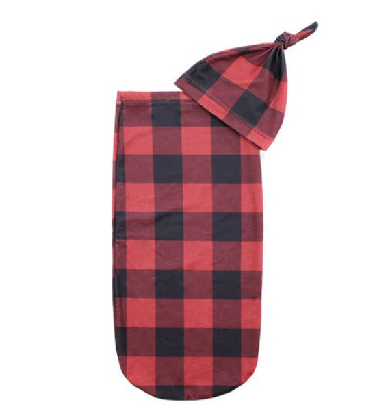 Cutie Cocoon Matching Cocoon & Hat Set: Red & Black Plaid