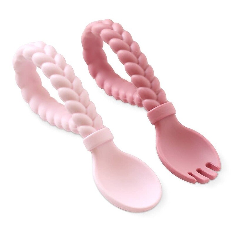 Itzy Ritzy Sweetie Spoons  Spoon + Fork Set - Pink